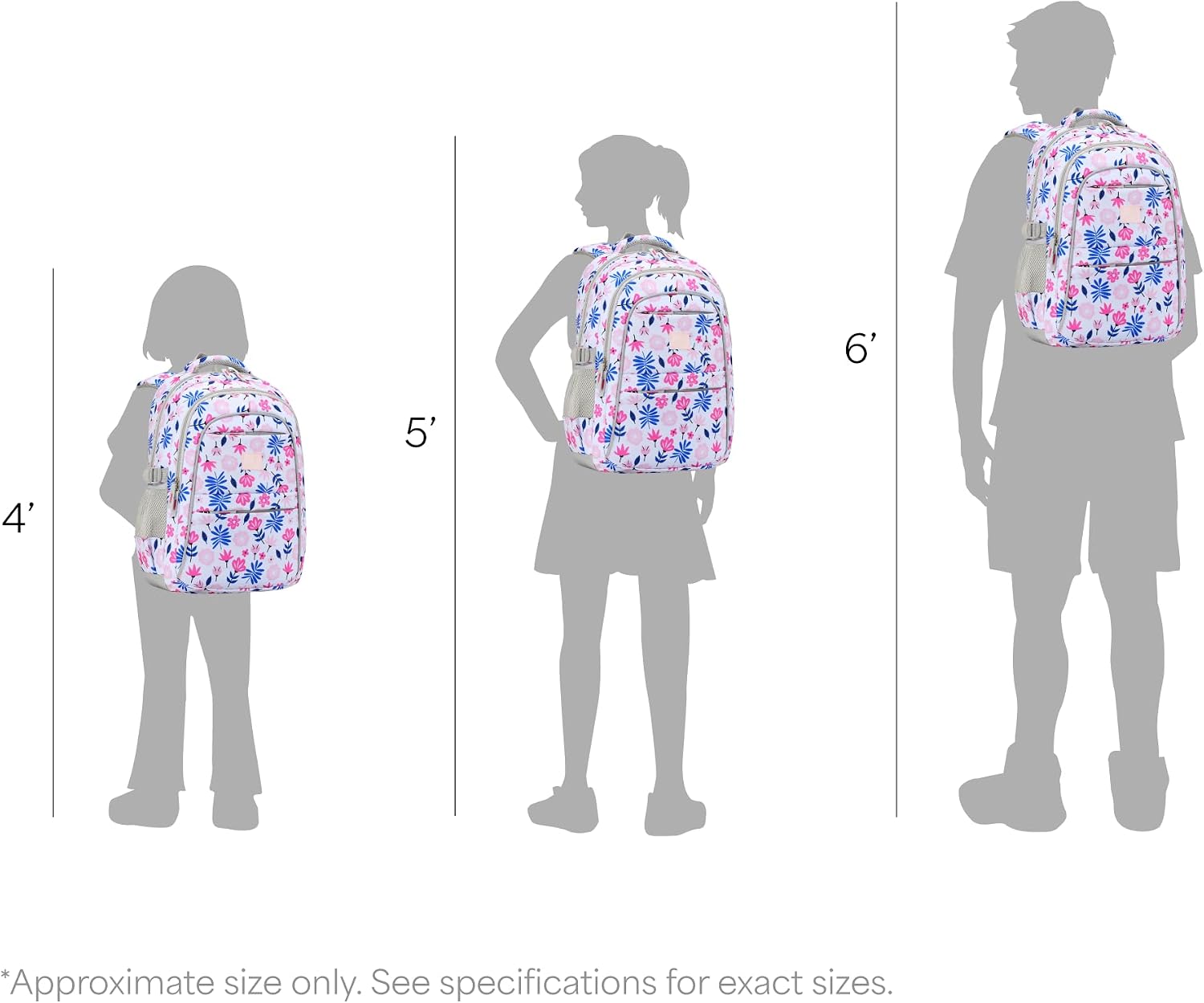 MYGOO Girls Backpack | Euclid Collection | Flower Pink Design | Tailored for Education | 17 inch Tall 24L