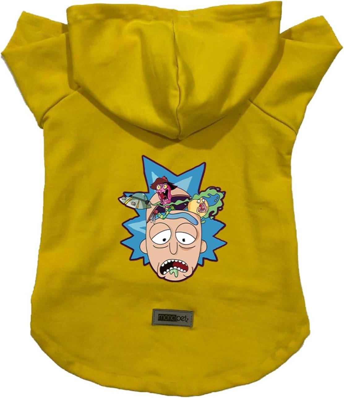 Kapişonlu Polar Sweatshirt Köpek ve Kedi Kıyafeti & Elbisesi Sarı Rick and Morty 2 XS