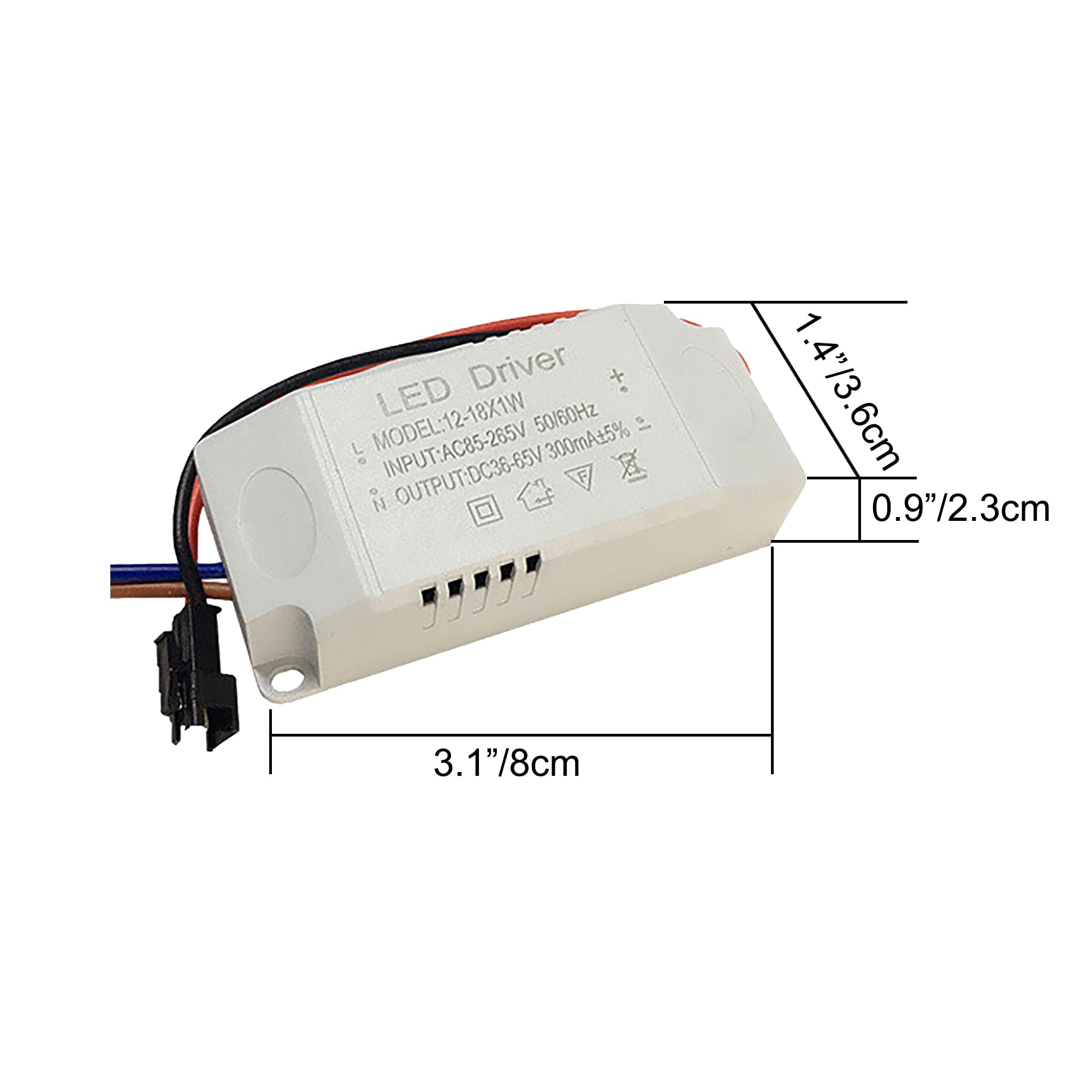 Trasformatore LED 18 – 25 W, trasformatore LED da 230 V a 60 – 90 VDC, alimentatore di rete per strisce luminose LED, faretti LED, confezione da 6