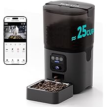 PAPIFEED Automatic Cat Feeder,Camera 1080P HD - 6L Pet Feeder, 2.4/5G WiFi Smart App Control, Bluetooth Assist Link,Wide-Angle Lens,Automatic Feeder for Small and Medium-Sized Pets (Wide Angle Video)