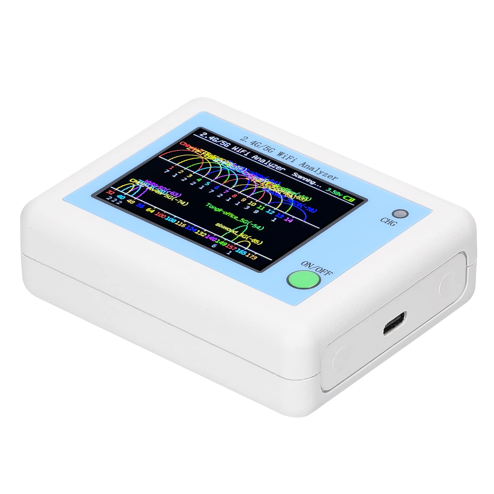 Scanner de signal WIFI Analyseur d'utilisation du signal WIFI 2.4G/5G Assistant de gestion de routeur avec affichage couleur de 2,4 pouces
