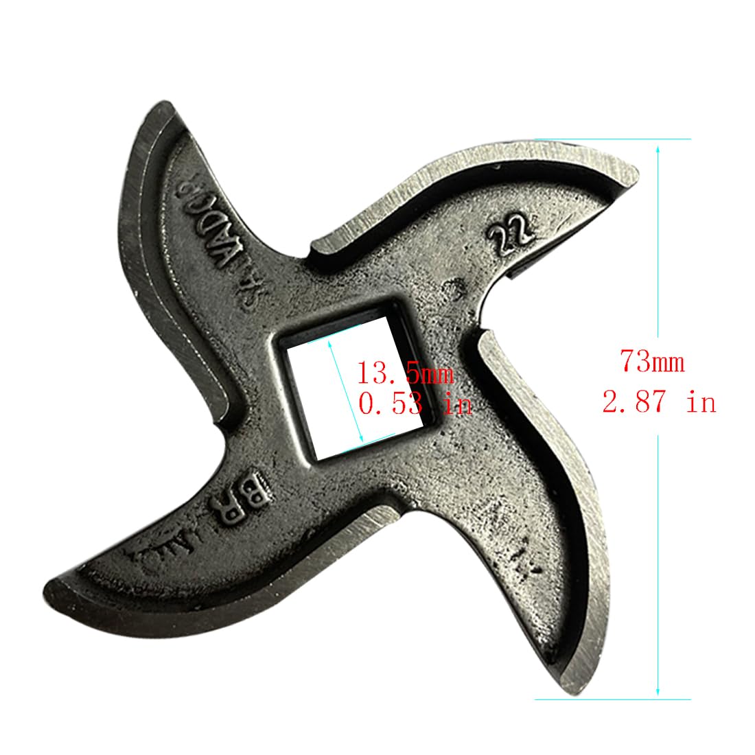 #22 Meat Grinder Blade Stainless Steel Knife Cutter Replacement, Please check the size and shape(2 PCS)
