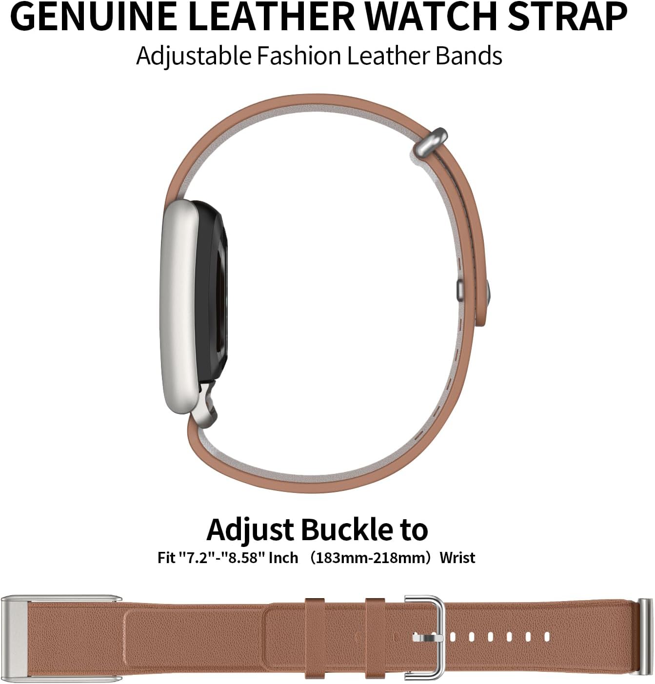 Leather Band Compatible with WHOOP 5.0/MG SportFlex - ECG Strap, Soft Adjustable Genuine Leather Replacement Straps Wristbands for Whoop 5.0 Sleep, Accessory for Health & Fitness Wearable