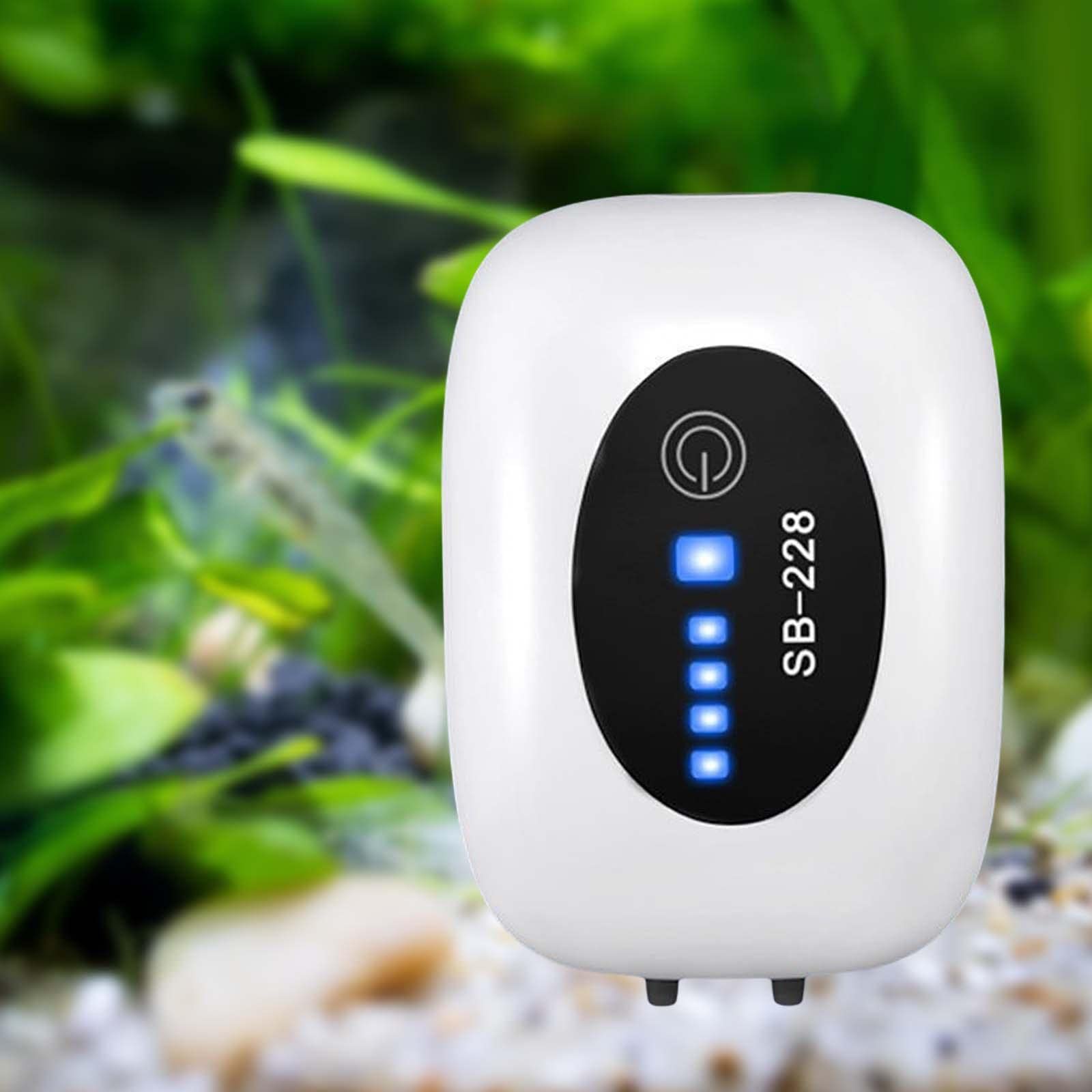 Pompka powietrza do akwarium USB, cichy napowietrzacz do akwarium Kompaktowy wąż z pęcherzykami powietrza z rurką Cichy mini napowietrzacz do ryb do transportu na zewnątrz (podwójny otwór)