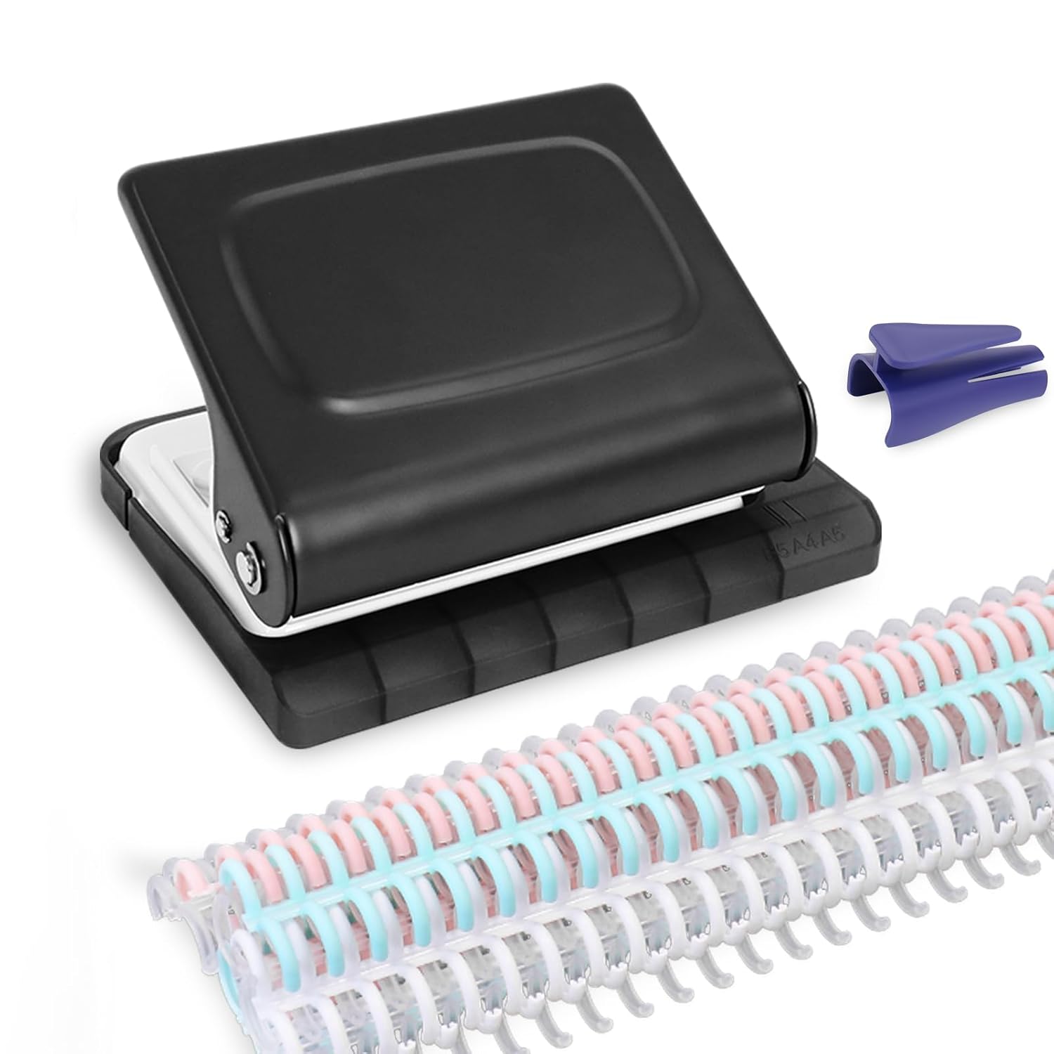 10 Hole Punch Binding Machine for Planners with 10 Multi-Color Binder Rings,30 Holes on A4,20 Holes on A5,26 Holes on B5,10 Sheet Capacity (Black)