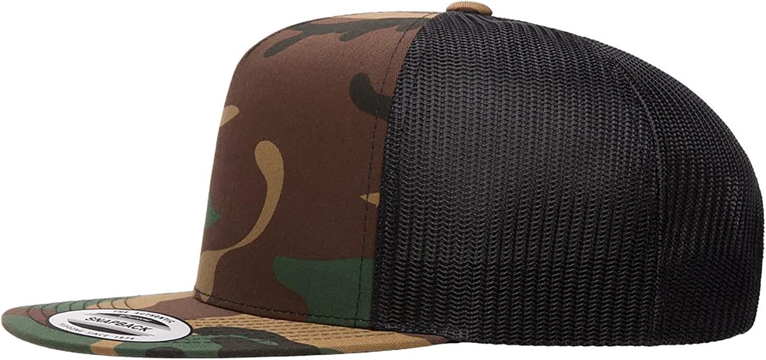 Yupoong YP Classics 6006 High Profile Flat Visor Snapback Trucker Hat - Blank, Bulk Caps
