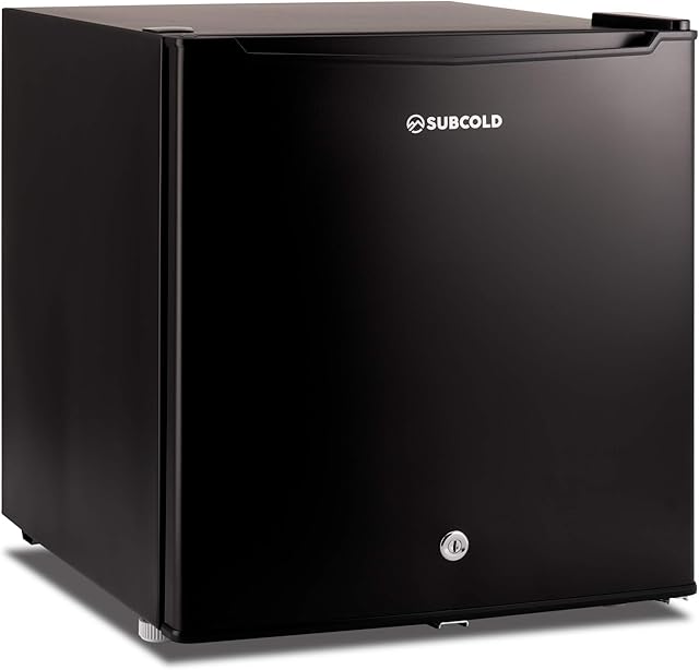 Subcold Eco50 Mini Fridge Black | Table-Top Model | Counter-Top Fridge | Solid Door with Chiller Box | Lock & Key | Energy Efficient (50L, Black)