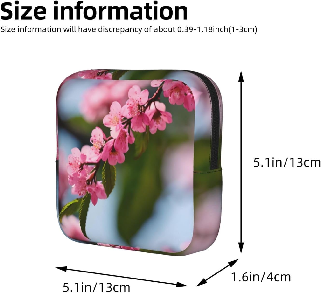 Pink Cherry Blossoms 1 Print Multifunctional Storage Bag Pad Bag Skin-Friendly Period Pouch Reusable Tampon Bag for Female