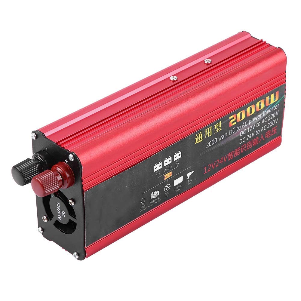 Invertitore di potenza-Caricatore USB per auto Duokon 2000W Caricatore USB Adattatore convertitore sinusoidale modificato DC 12V / 24V a AC 220V