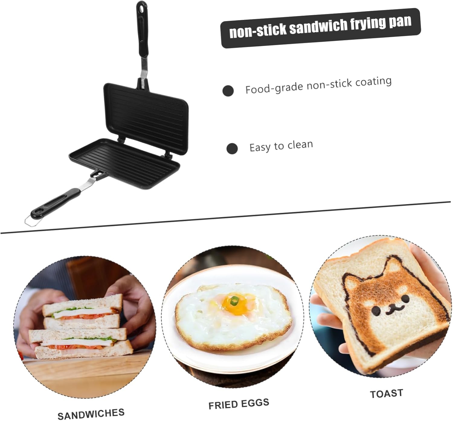 KICHOUSE Double Sided Sandwich Press Baking Tray Non Stick for Breakfast Sandwich Makers