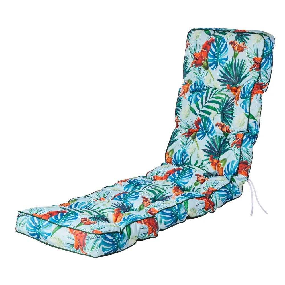 Alfresia Sun Lounger Replacement Cushion – Garden Sun Lounger Cushion, Classic Style, Tightly Packed Crumb Foam Filling, Use Chairs and Outdoor Furniture (Blue Tropical)