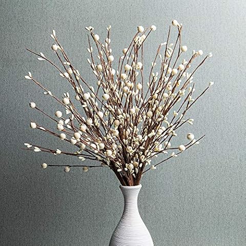 JINGHONG 6PCS Artificial Pip Berry Stems,Cream Berry Stems White Berry Picks for Winter Christmas Holiday and Home Decor(Cream) Cover