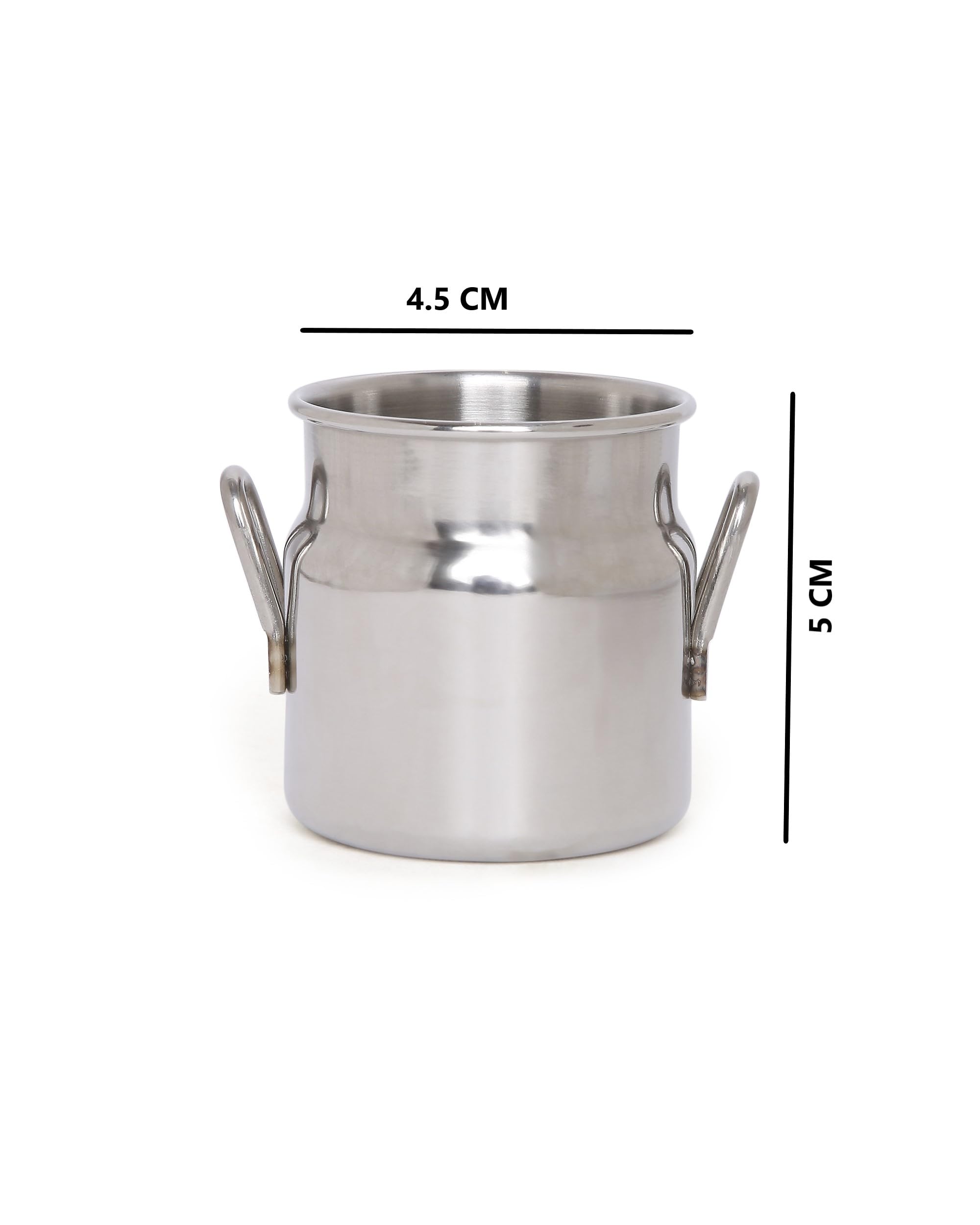 KMW Stainless Steel Mini Milk Cans- 90ml Capacity, Set of 2 I Compact & Convenient for Small Servings Size: 4.5 x 5 CM 4