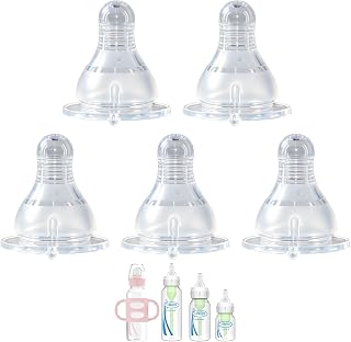 Nipple for Dr. Brown’s Natural Flow Level 4 Narrow Baby Bottle, Fast Flow, 9m+, 100% Silicone Bottle Nipple, 5 Pack