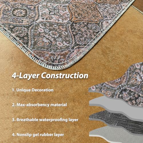 Image of nunubaby 4PACK Washable Pee Pads for Dogs, Stylish, Non-Slip and Leak-Proof Pee Pads. Reusable Potty Pads for Dogs for Crates and Floors.(Brown /Multi,24 inch x48 inch )