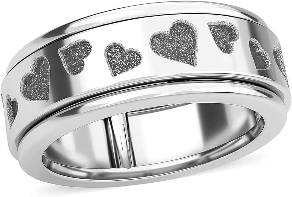 SHOP LC DELIVERING JOY 925 Sterling Silver Mom Spinner Ring - Statement Boho Beach Handmade Unique Jewelry for Mens Women - Anxiety Stress Reliving Rings Engagement, Anniversary - Gifts for Womens