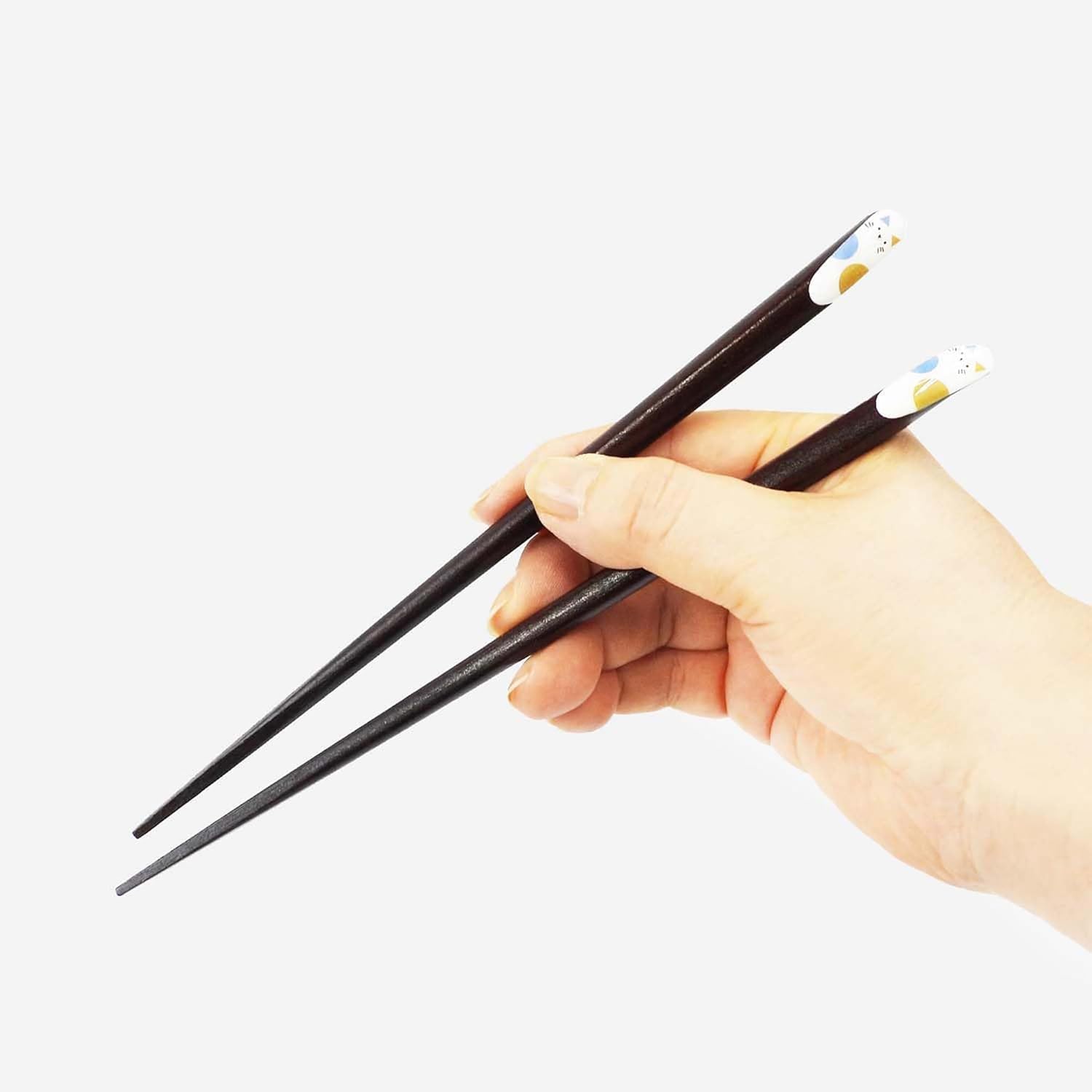 Ishida Cat Couple Chopsticks Gift Set, 2 Pairs Wooden Chopsticks & 2 Ceramic Cat Chopstick Rests, Wooden Gift Box, Made in Japan (9.1 in (23 cm) & 8.3 in (21 cm))