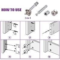 Vista 6 de 125 piezas 3 en 1 Kit de montaje de tuerca de perno de leva con tornillo de fijación de gabinete de muebles, montaje de leva con accesorios