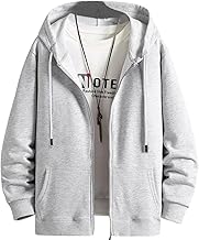 JHIJSC Men's Sweatshirt, Autumn, Long Sleeve, Solid Color, Zip-Up, Loose, Hooded, Stylish, Large Size