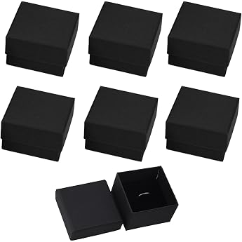 Pack of 6 Kraft Small Jewelery Boxes Gift Box with Lid Gift Box Jewelery Box Ring Boxes Black Jewelery Packaging for Bracelets Rings Earrings Necklace 5 x 5 x 3.7 cm