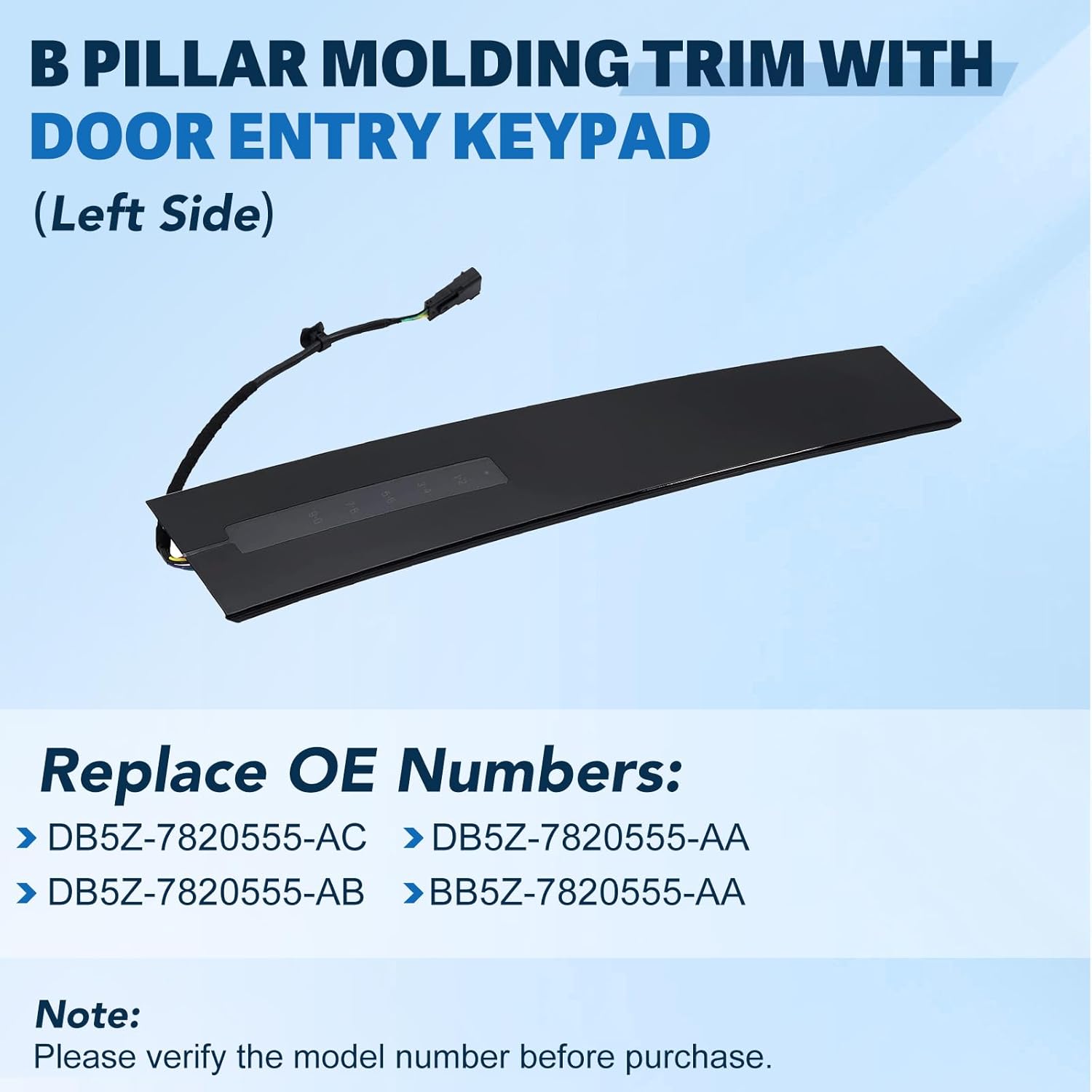 B Pillar Molding Trim with Door Entry Keypad Compatible with 2011-2019 Ford Explorer Replaces DB5Z-7820555-AC Door Pillar Applique Driver Side