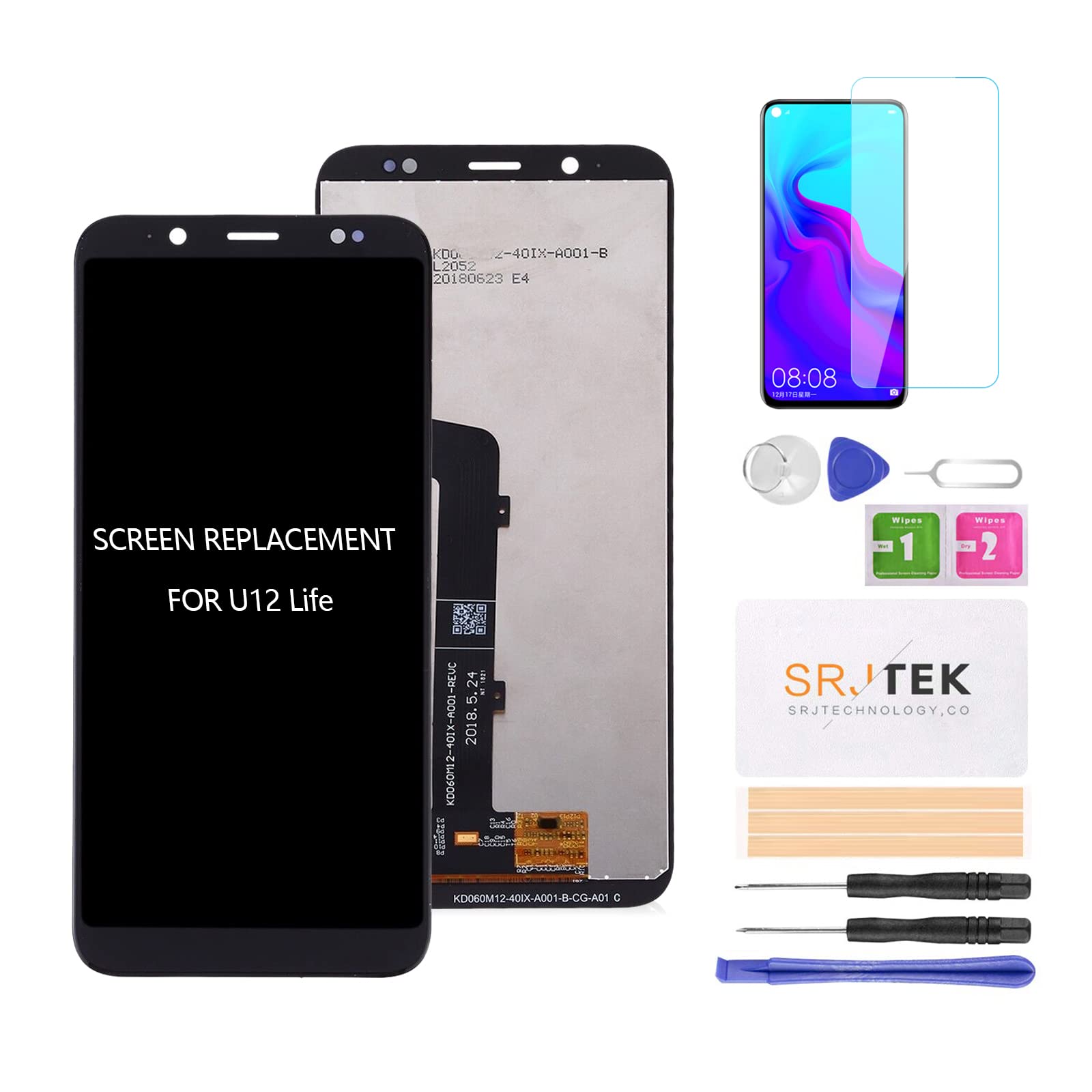 for HTC U12 Life Screen Replacement for HTC U12 Life LCD Display for U12 Life, 2Q6E1 Touch Screen Digitizer Assembly Replacement Repair Parts
