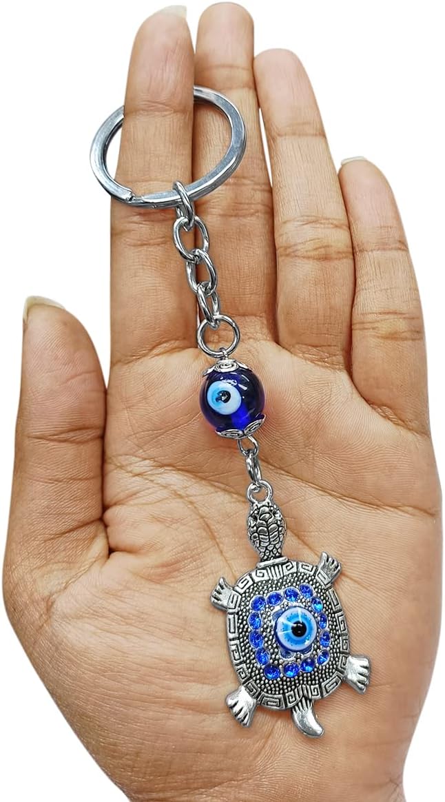 Evil Eye Keychain for Bike Car Keys Travel Bag School Bags | Evil Eye Tortoise Key Chain Gifts for Women Men | Lucky Turtle Keychains for Home with Key Ring Anti-Rust