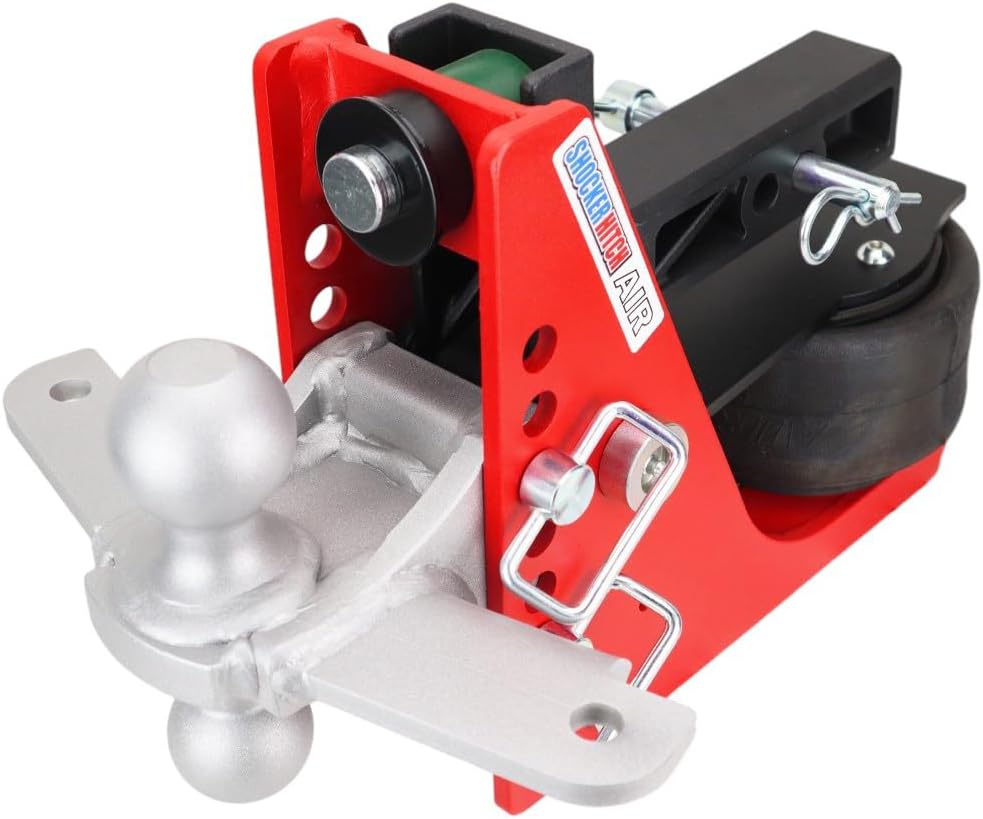 Shocker Air Hitch with Combo Ball & Sway Bar Mount Tabs, Fits 2" Hitch Silver Combo 2" & 2-5/16" Balls