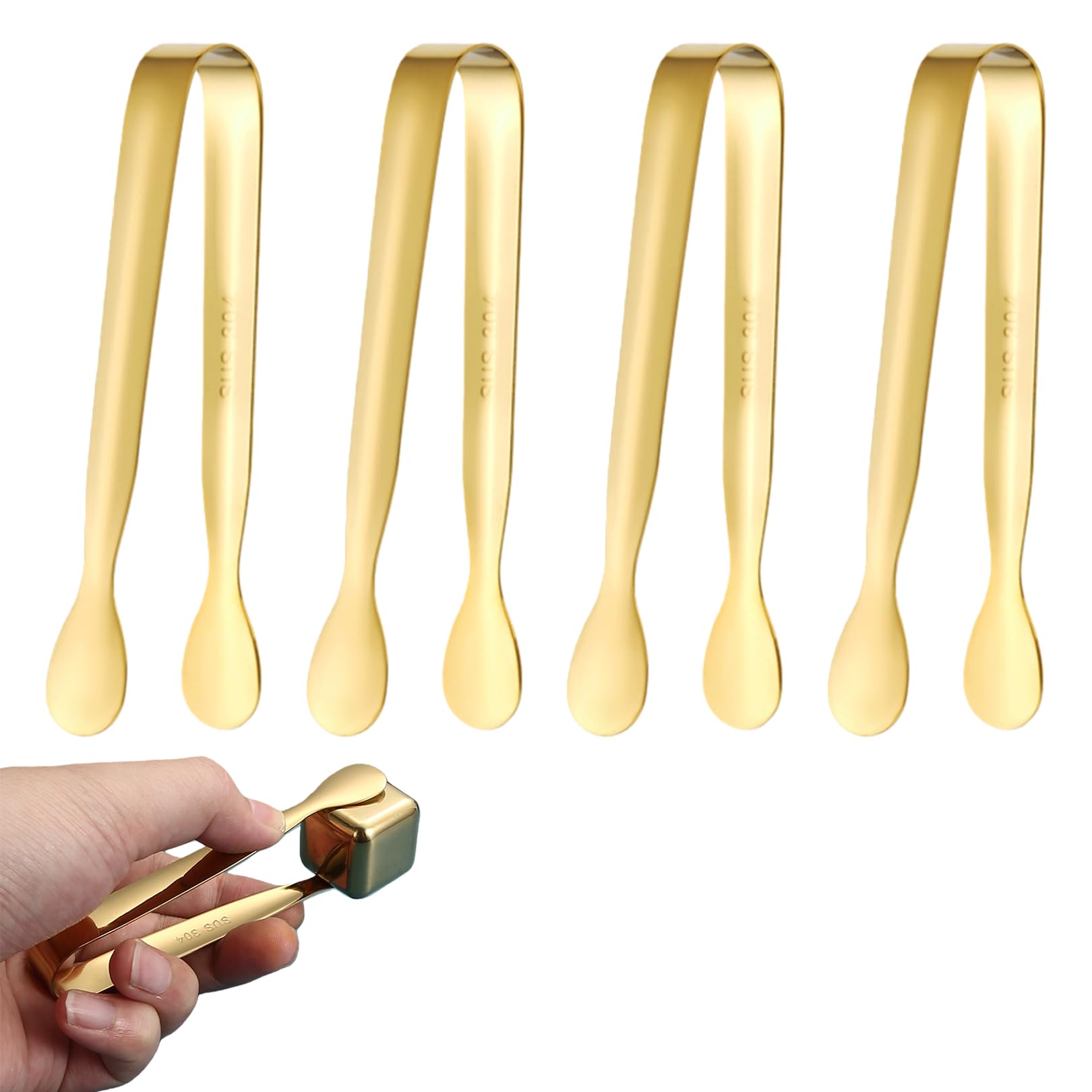 4pcs Mini Tongs,4.3in Stainless Steel Sweet Tongs for Pick Mix,Small Ice Tongs for Barware,Kitchen Tong for Sugar Cubes Ice Candy Snack