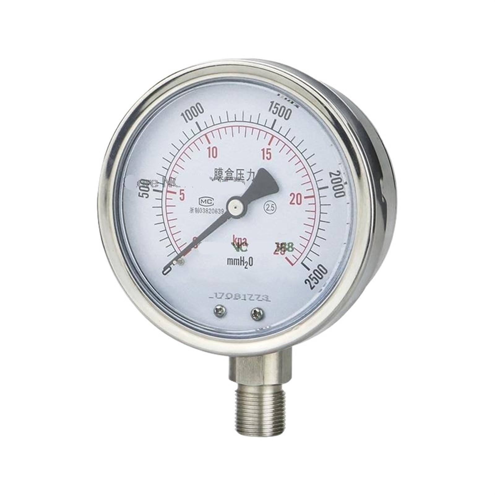 Manómetro de 100 mm de azufre/alta temperatura/corrosión 40 KPa 60 KPa YE100BF(-1-0KPa)