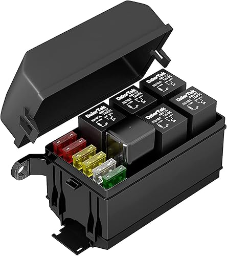NANZU Caja de relé de 12 V, 6 ranuras, bloque de relé de 6 vías, caja de fusibles ATC/ATO, bloque de fusibles con relé, kit impermeable universal