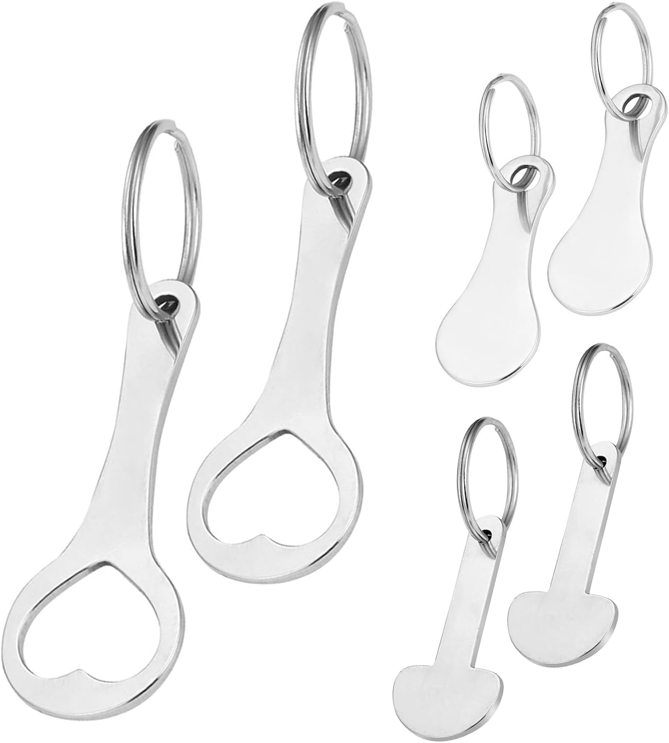 OTAIVE 6 Pcs Shopping Tro-lley Release Key,Shopping Tro-lley Keyring,Shopping Tro-lley Tokens,Stainless Steel Shopping Tro-lley Remover,Removable Shopping Tro-lley Chip (size:0.98inch)