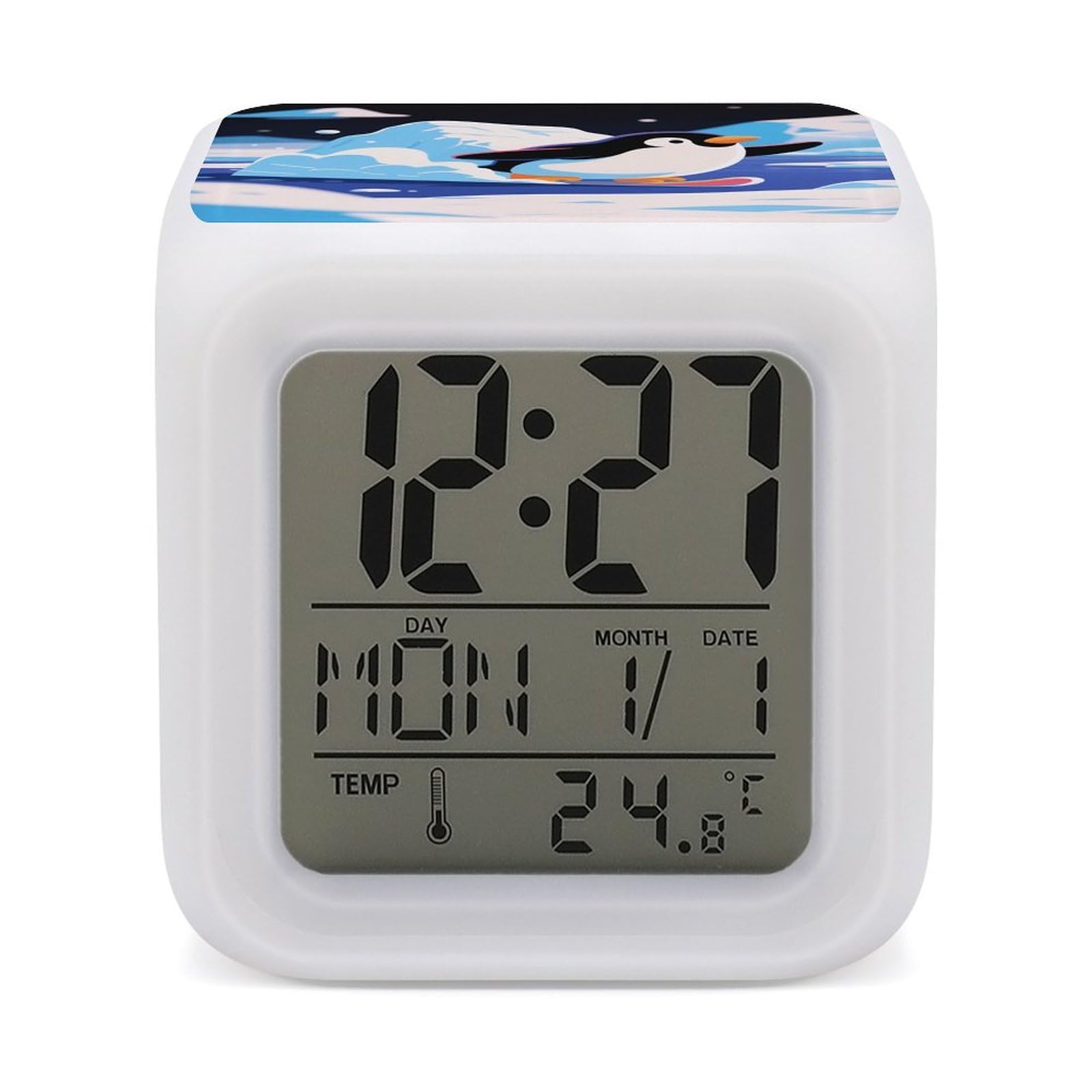 Mini relojes digitales de pingüino para mesita de noche en dormitorios infantiles