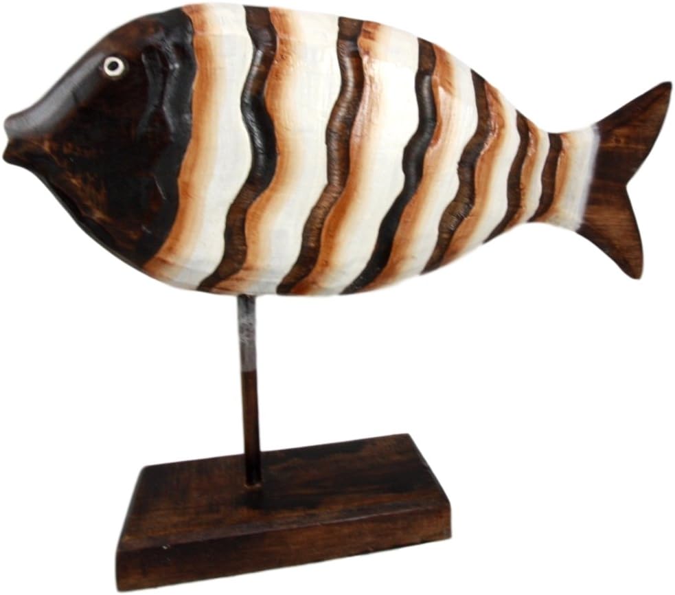 Hand Made Wood Artisans "Ikan Tenggul" Large Swimming River Fish Family Set of 3 Decorative Figurines 13.25"H