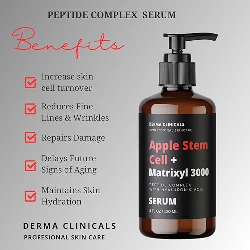 Miniatura 2 de Células madre de manzana + suero Matrixyl 3000 con ácido hialurónico, suero peptídico, suero antienvejecimiento para cara, suero antiarrugas,