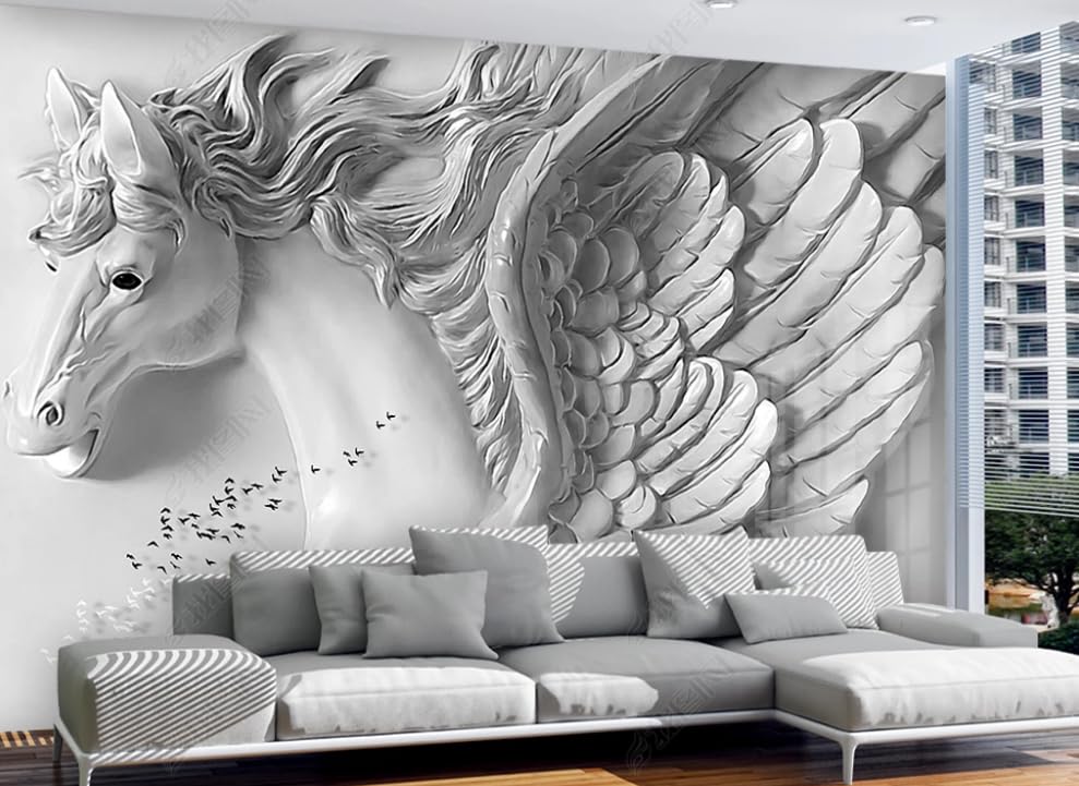 Papier peint intissé Pégase relief : masquez les défauts du mur de salon - 2
