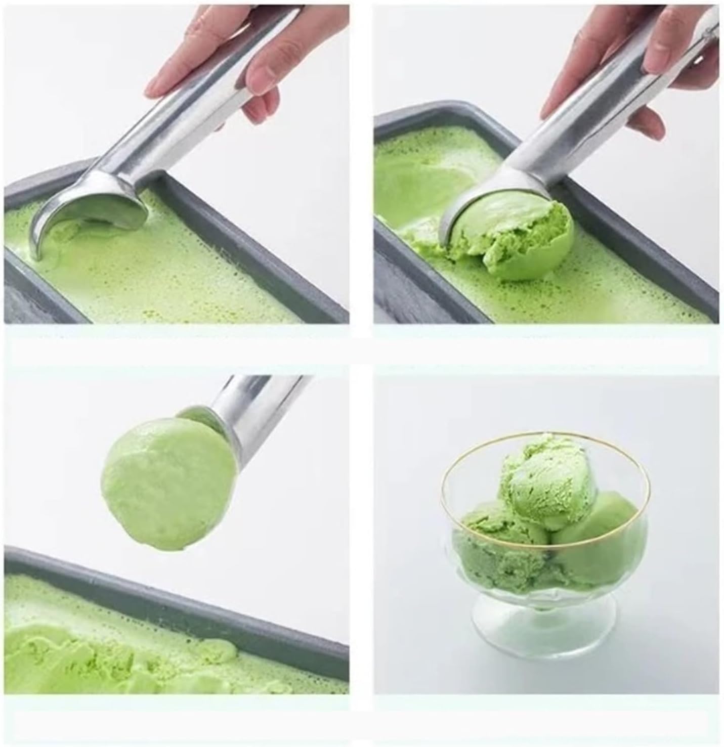 Ice Cream Scoop, 2PCS Ice Cream Spoon, Creative Ball Digging Dessert Household Watermelon Fruit Device, for Gelato, Sorbet