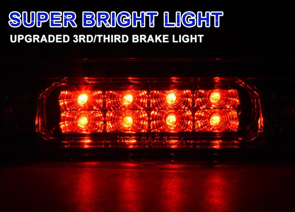 PIT66 LED 3rd Brake Light, Compatible with 99-04 Jeep Grand Cherokee Third Brake Stop Lamp Light Clear Lens Chrome Housing