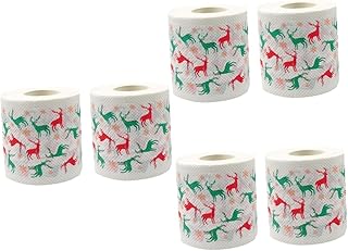 Mobestech 6 Rolos De Papel Impresso Rolo De Papel Higiênico De Natal Papel Higiênico Guardanapo De Natal Papel De Banho Papel Higiênico Padrão De Natal Papel Higiênico Guardanapos Em Massa
