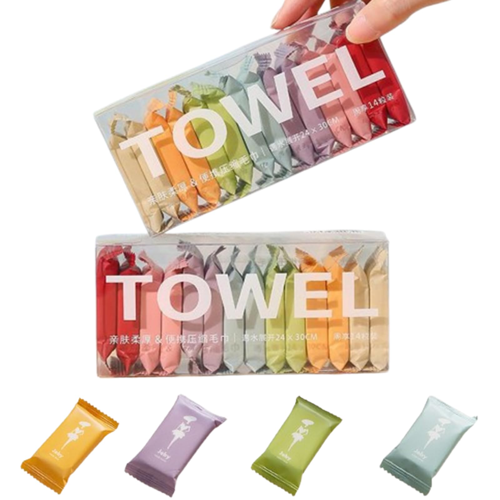 Compressed Towel Disposable washcloths for Travel face 28 Pack Wet and Dry or Dog Towel Camping Wipes for Travel Hiking Home Beauty Set in Assorted Colors, Space-Saving and Portable-image-27
