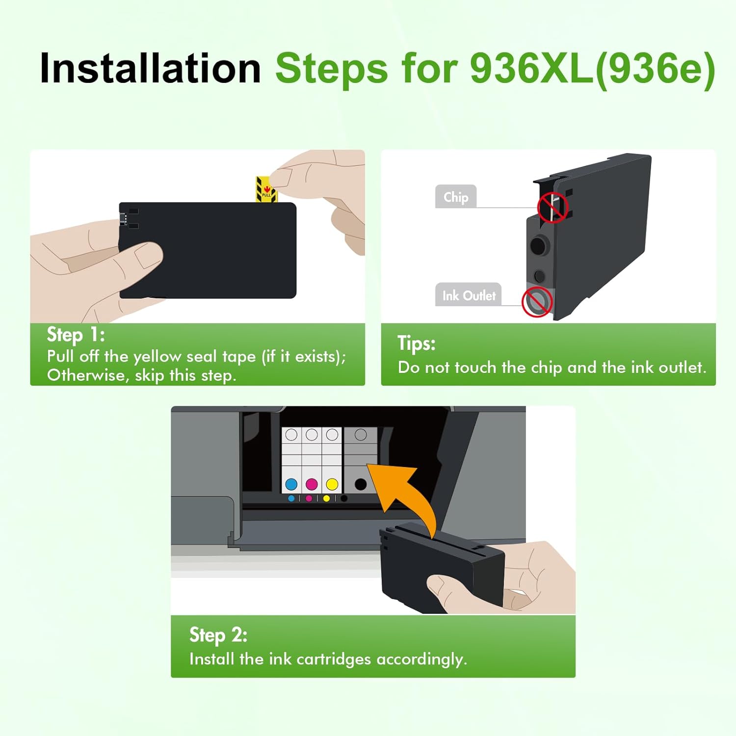 936 936XL 9125e Ink Cartridges Combo Pack: Replacement for HP 936e Ink 936XL Black and 936 Color Combo Pack for HP OfficeJet Pro 9120e 9730e 9130 9135e 9122e 9128e 9110b 9120b Printer