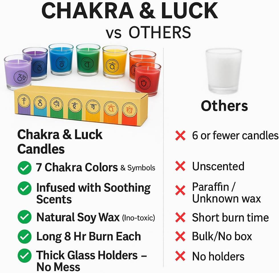 Chakra Scented Candles Gift Set, Natural Soy Wax Aromatherapy Candles for Meditation, Yoga, Relaxation & Stress Relief, Long 8-Hour Burn Each, Calming Spiritual Decor - Image 7
