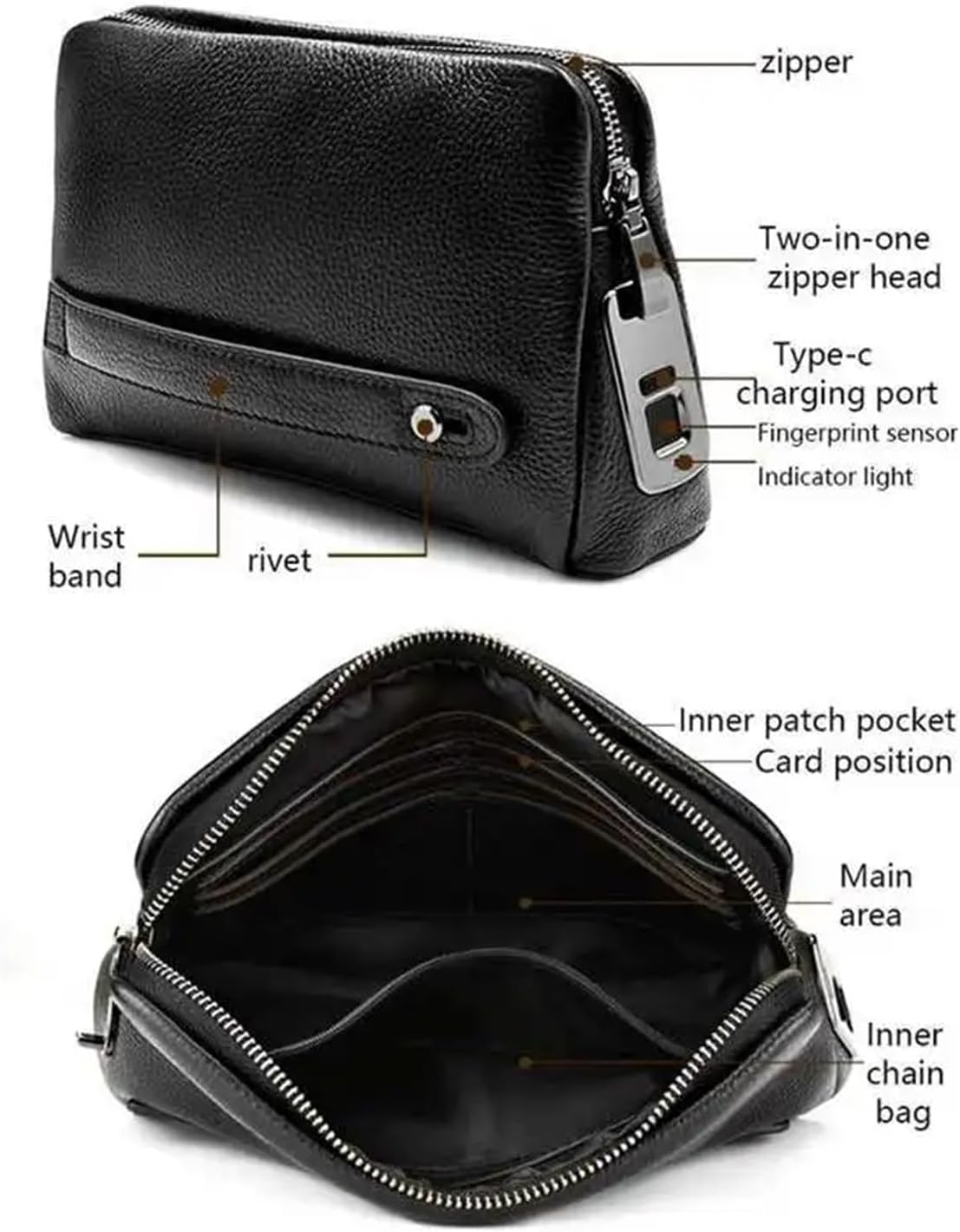 指紋金庫 メンズ ジッパー レザーウォレット スマート指紋セキュリティ 盗難防止ハンドバッグ 指紋金庫 メンズ ジッパー レザーウォレット スマート指紋セキュリティ  盗難防止ハンドバッグ - 迷你保险箱 Amazon.co.jp: Yctze Smart メンズ ジッパー ウォレット 指紋認証 ...