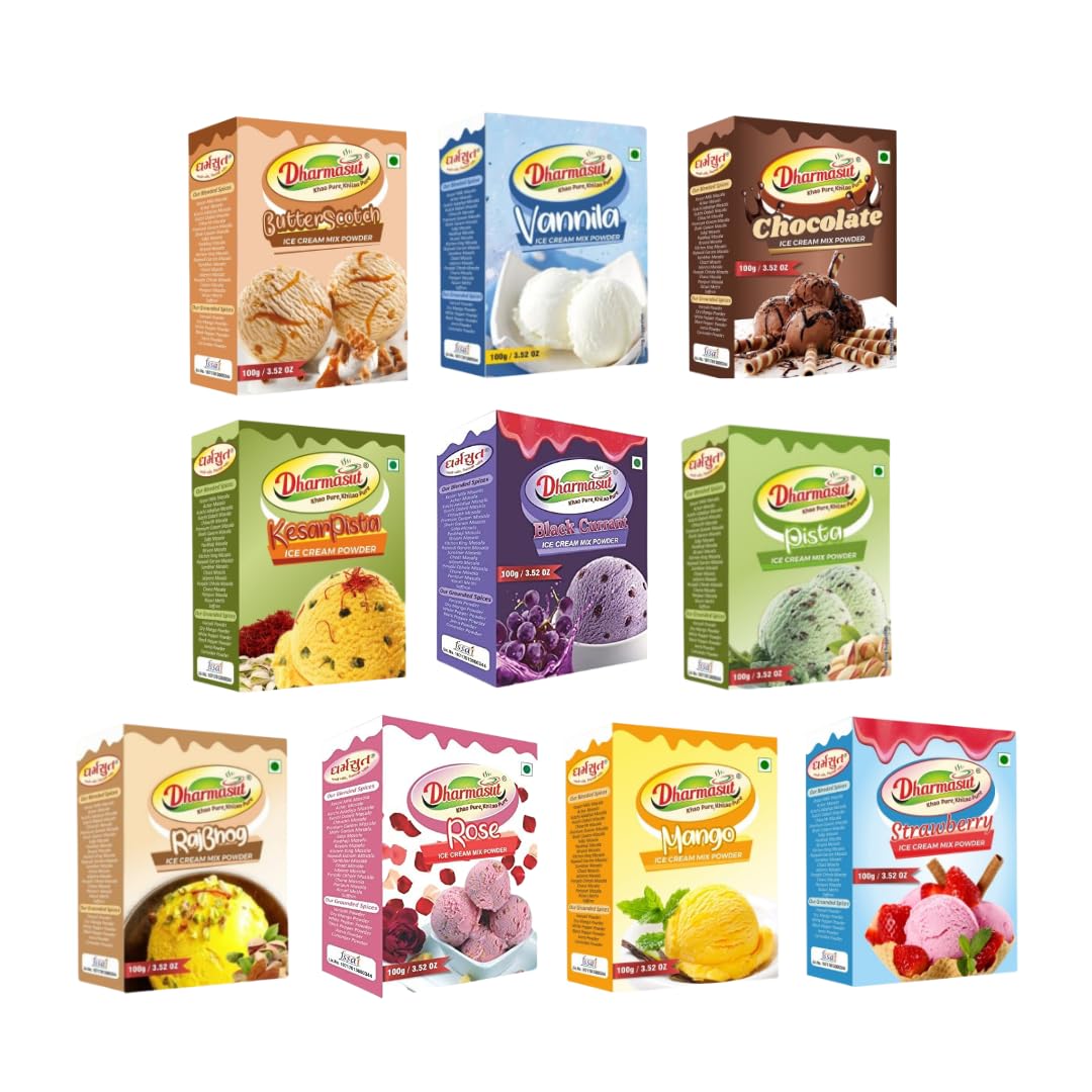 10 Flavors Ice Cream Mix Powder | Super Delicious and Instant Mix 100g Each
