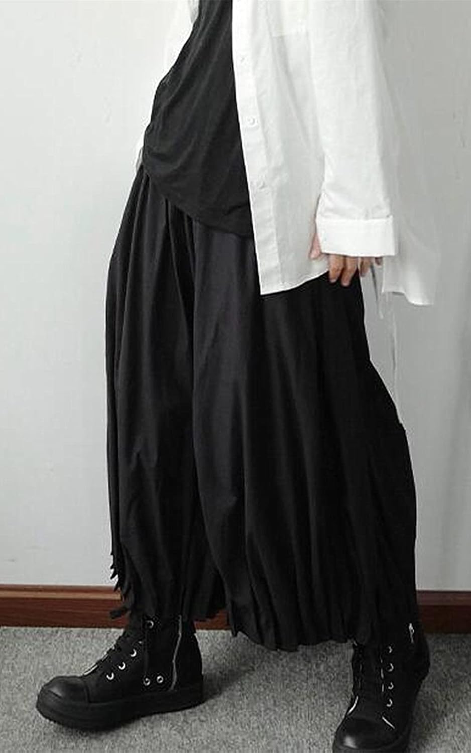 AITFINEISM Men's Casual Skirt Pants Loose Wide Leg Harem Pant Japanese Harajuku Kimono Trousers - Image 2