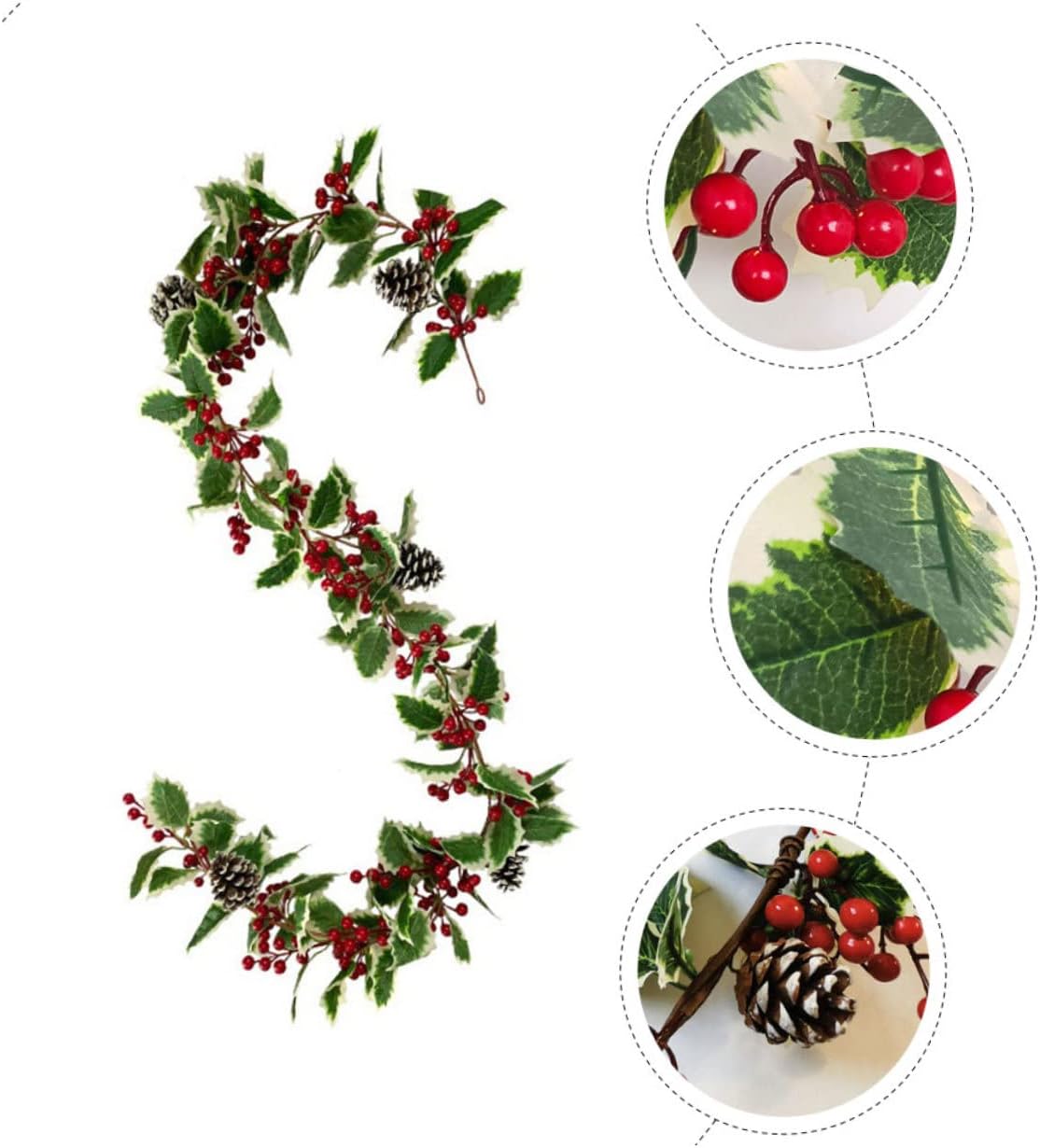 Cabilock Artificial Red Berry Garland Festive Hanging Decor for Home for Wreaths and Holiday Decorations Suitable for Christmas Trees and Themed Parties