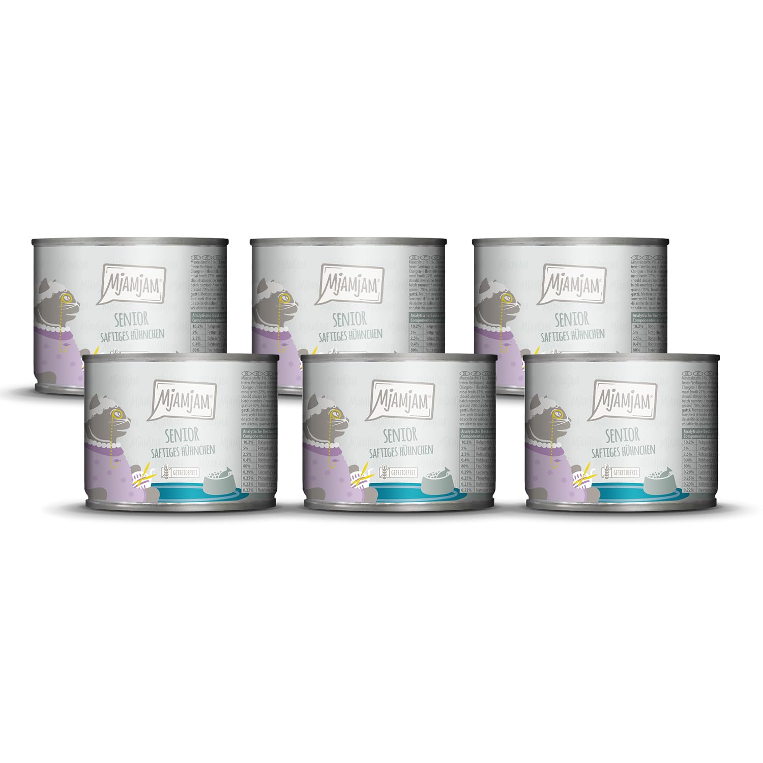 MjAMjAM - Premium Nourriture Humide pour Chats - Senior - Poulet juteux, Paquet de 6 (6x200g), sans céréales