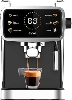 EVVO Retro Intensa Espressomaschine, 15 Bar Druck, Vintage-Finish, Edelstahlgehäuse, Espresso, Cappuccino, 950 W, Doppelauslauf, Siebträger, 1,5-Liter-Wassertank, Schnellaufheizfunktion (Farbe: Blau)