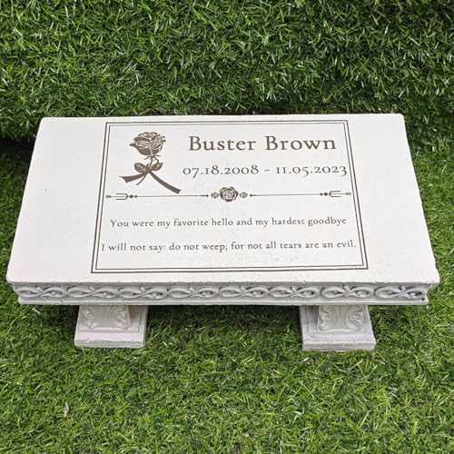 Personalized Human Memorial Stones, Bench Memorial Garden Stone, Memorial Bench Plaques for Outdoors, Gifts for Someone Who Lost a Loved One, or Pet, Dog, Cat