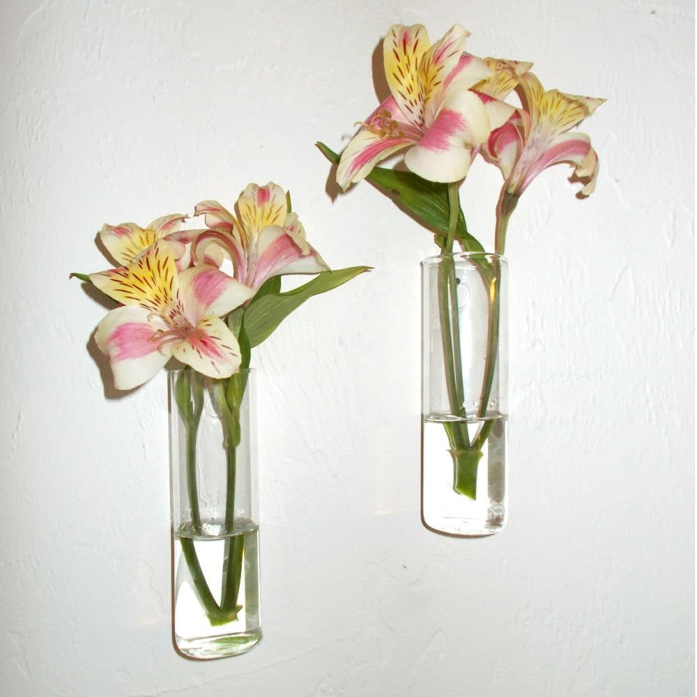 Set of Two Hand Blown Glass Wall Vases